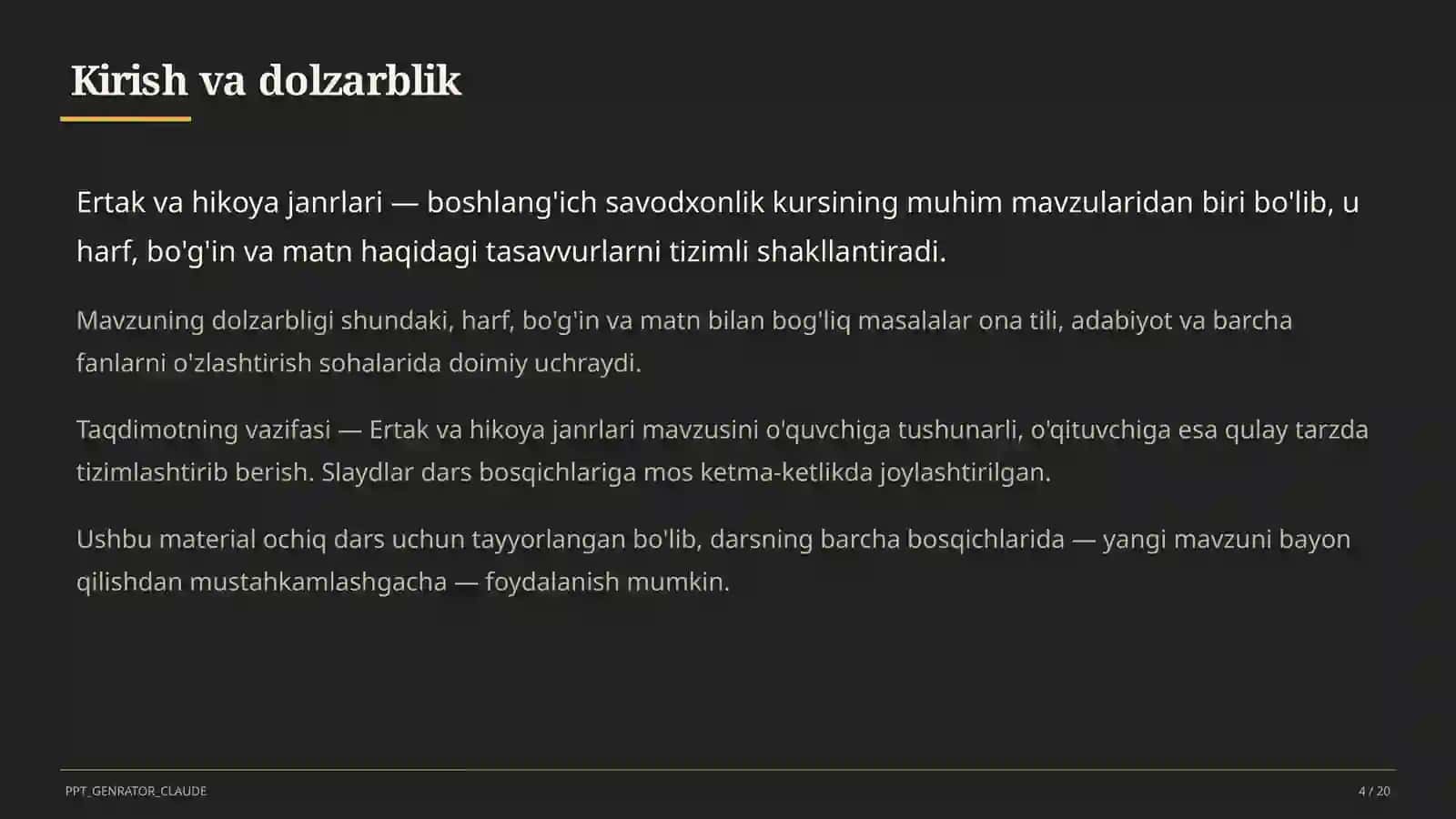 Ertak va hikoya janrlari (4-sinf) 4