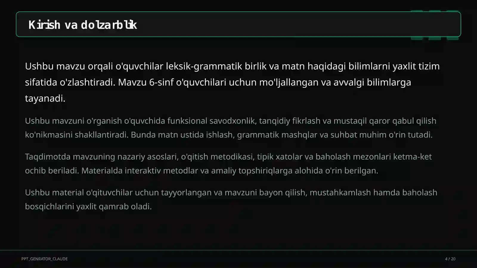 Rus tilida fe'l turlari: tugallangan va tugallanmagan (6-sinf) 4
