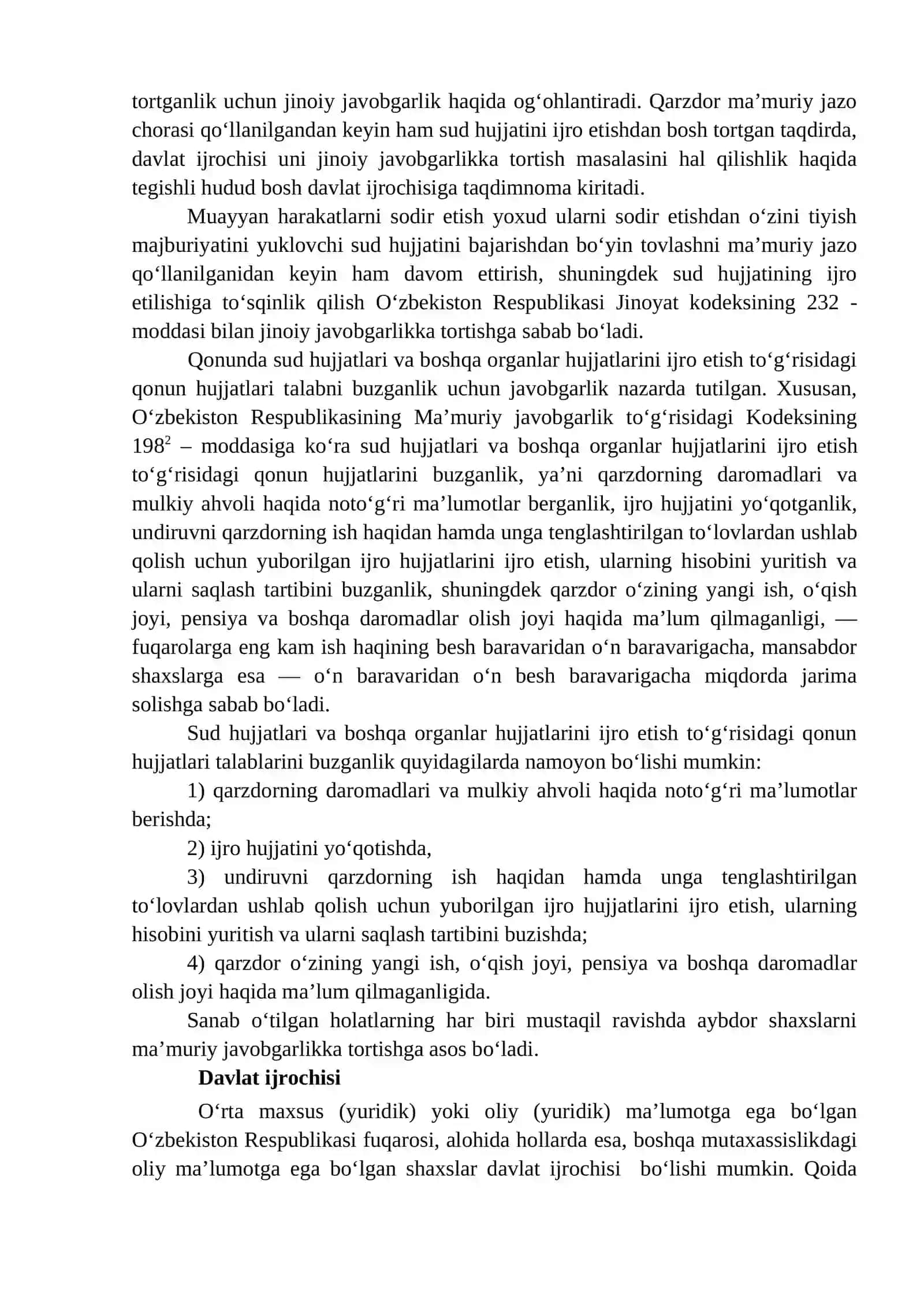 IJRO HUJJATINI IJRO ETMAGANLIK UCHUN JAVOBGARLIK 4