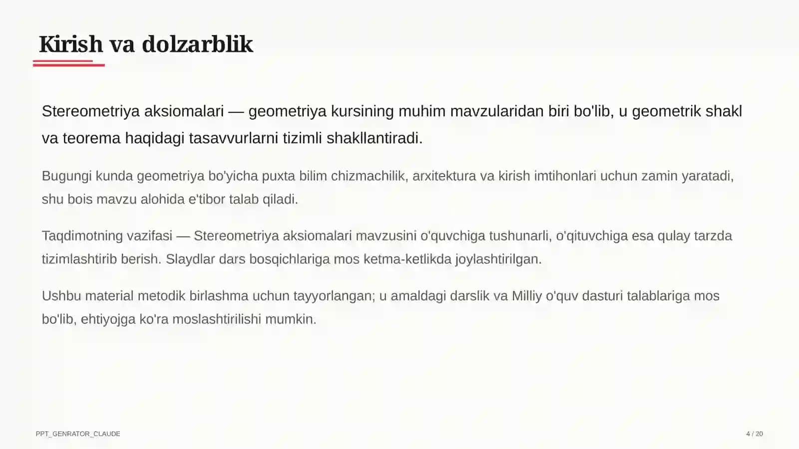 Stereometriya aksiomalari (10-sinf) 4