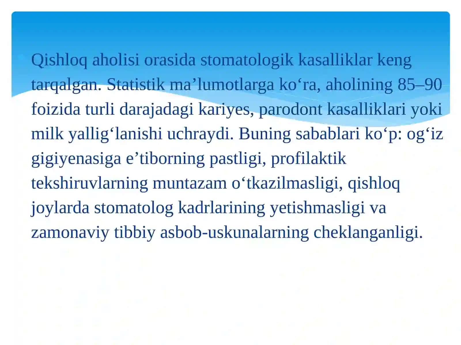 Qishloq aholisiga stomatologik yordamni tashkil etish 4