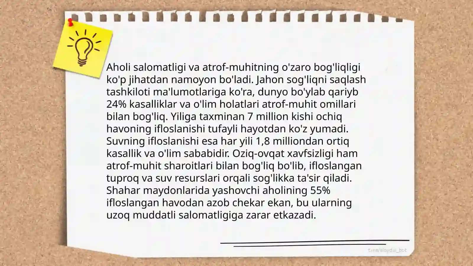 Inson Ekologiyasi va Aholi Salomatligi 4