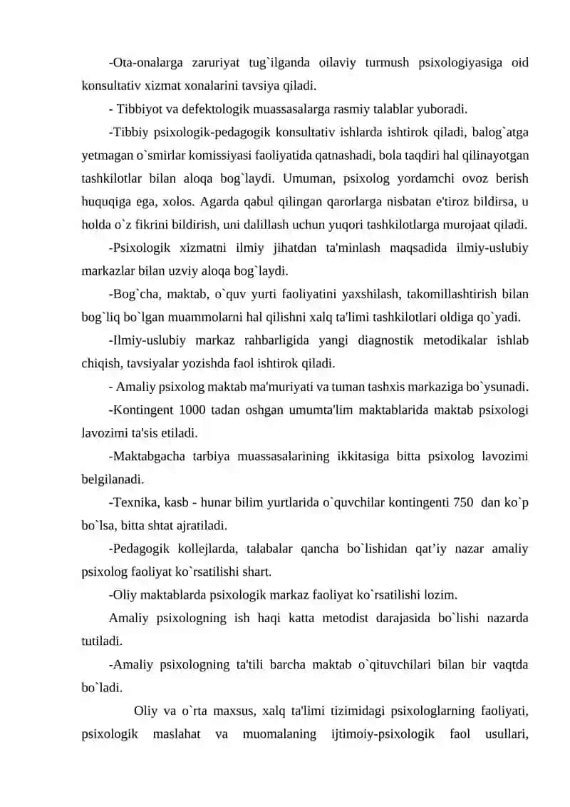 Maktab amaliy psixologining huquq va majburiyatlari 4