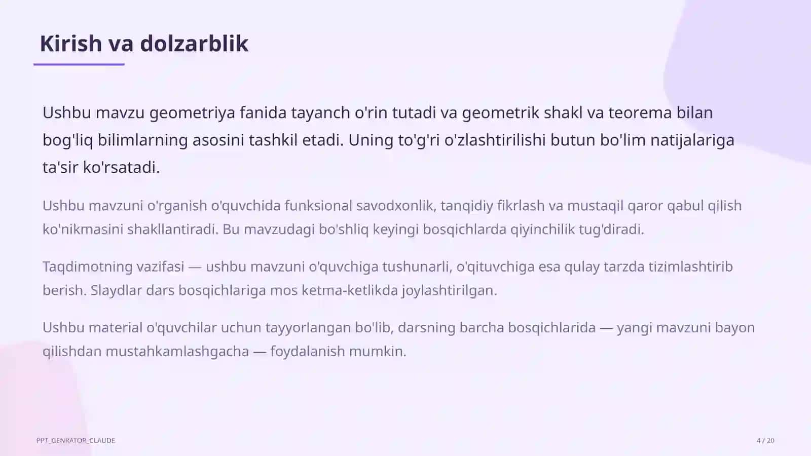 Fazoda to'g'ri chiziq va tekisliklarning parallelligi (10-sinf) 4