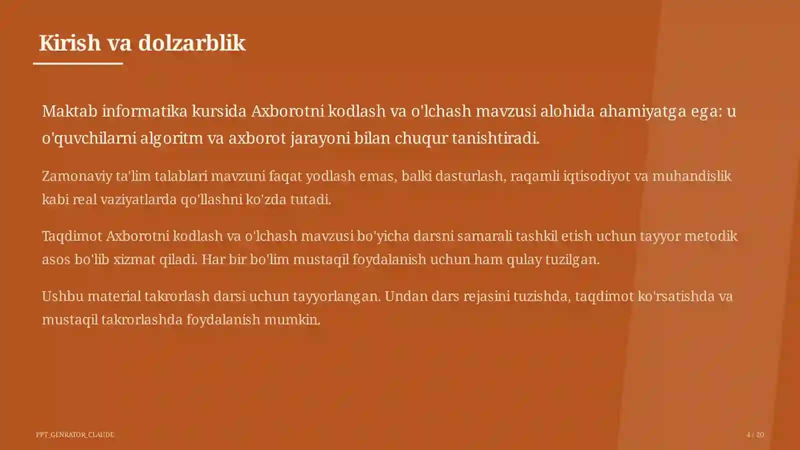Axborotni kodlash va o'lchash (7-sinf) 4
