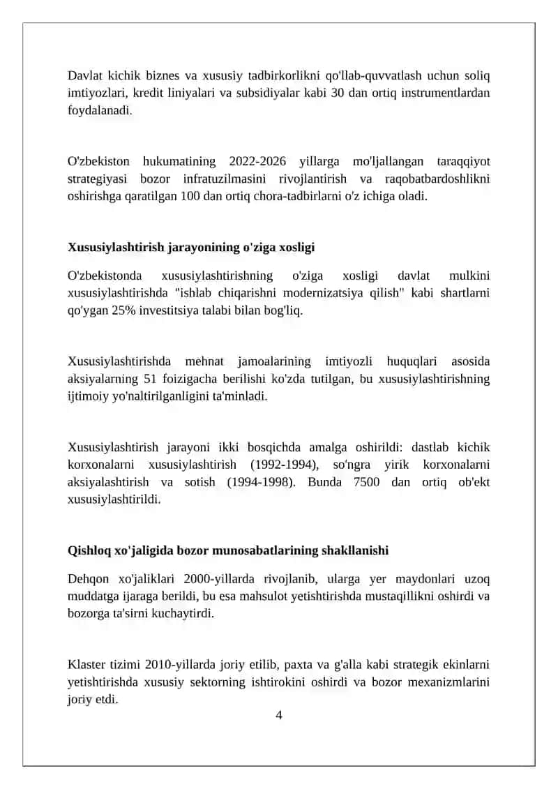 O'zbekistonda bozor munosabatlari shakllanishining o'ziga xosligi 4