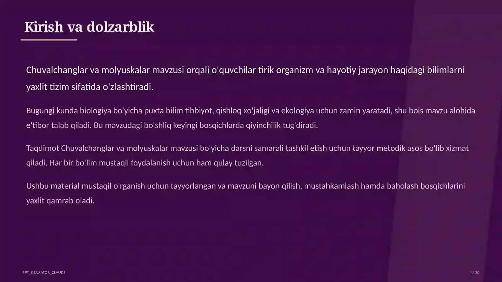 Chuvalchanglar va molyuskalar (7-sinf) 4