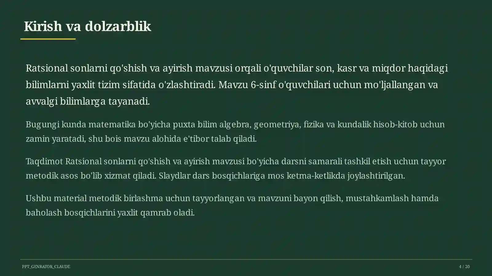 Ratsional sonlarni qo'shish va ayirish (6-sinf) 4