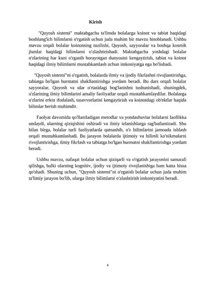 “Quyosh sistemasi”  hikoya. (katta guruh) Til va nutq markazi 4