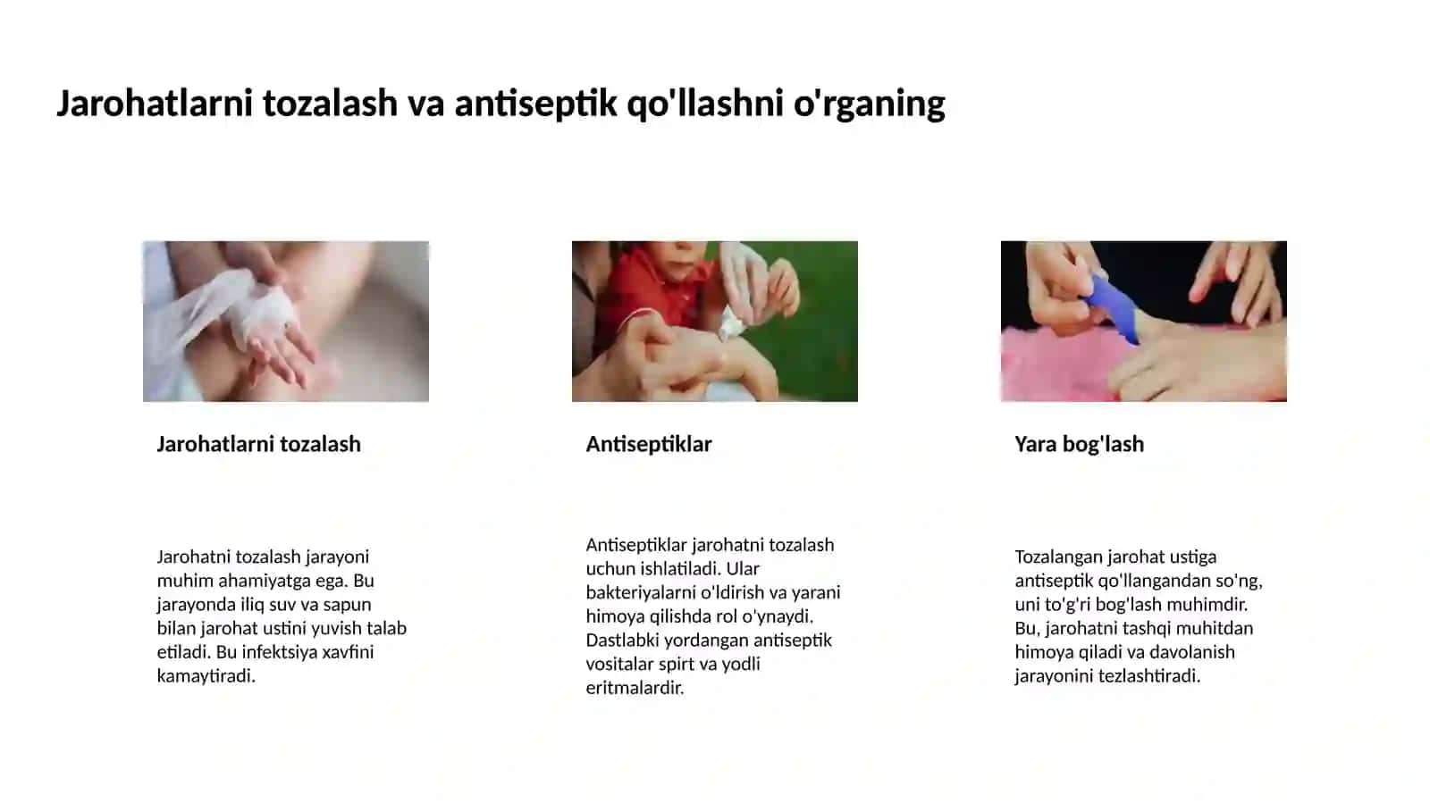 Shikastlangan o'choqlarda birinchi tibbiy yordamni va shifokor yordamini tashkil qilish 4