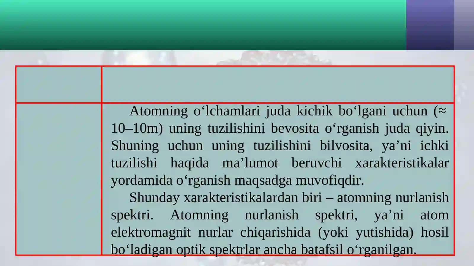 Atomning bor modeli. Bor postulatlari 4