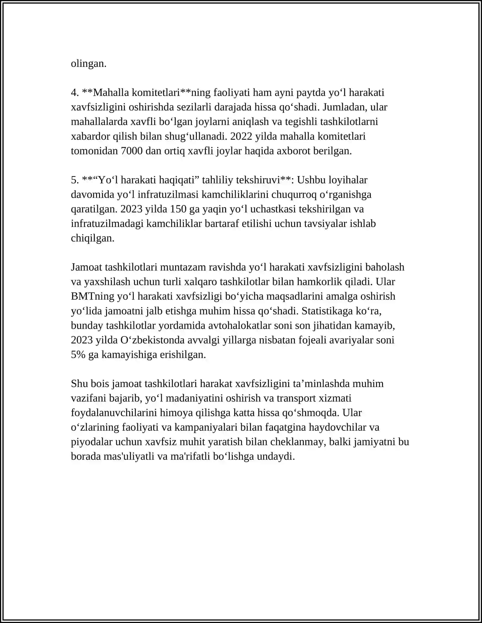 HARAKAT XAVFSİZLİGİNİ TAMINLASH JAMOAT TASHKILOTLARİNİ VAZIFASI 4