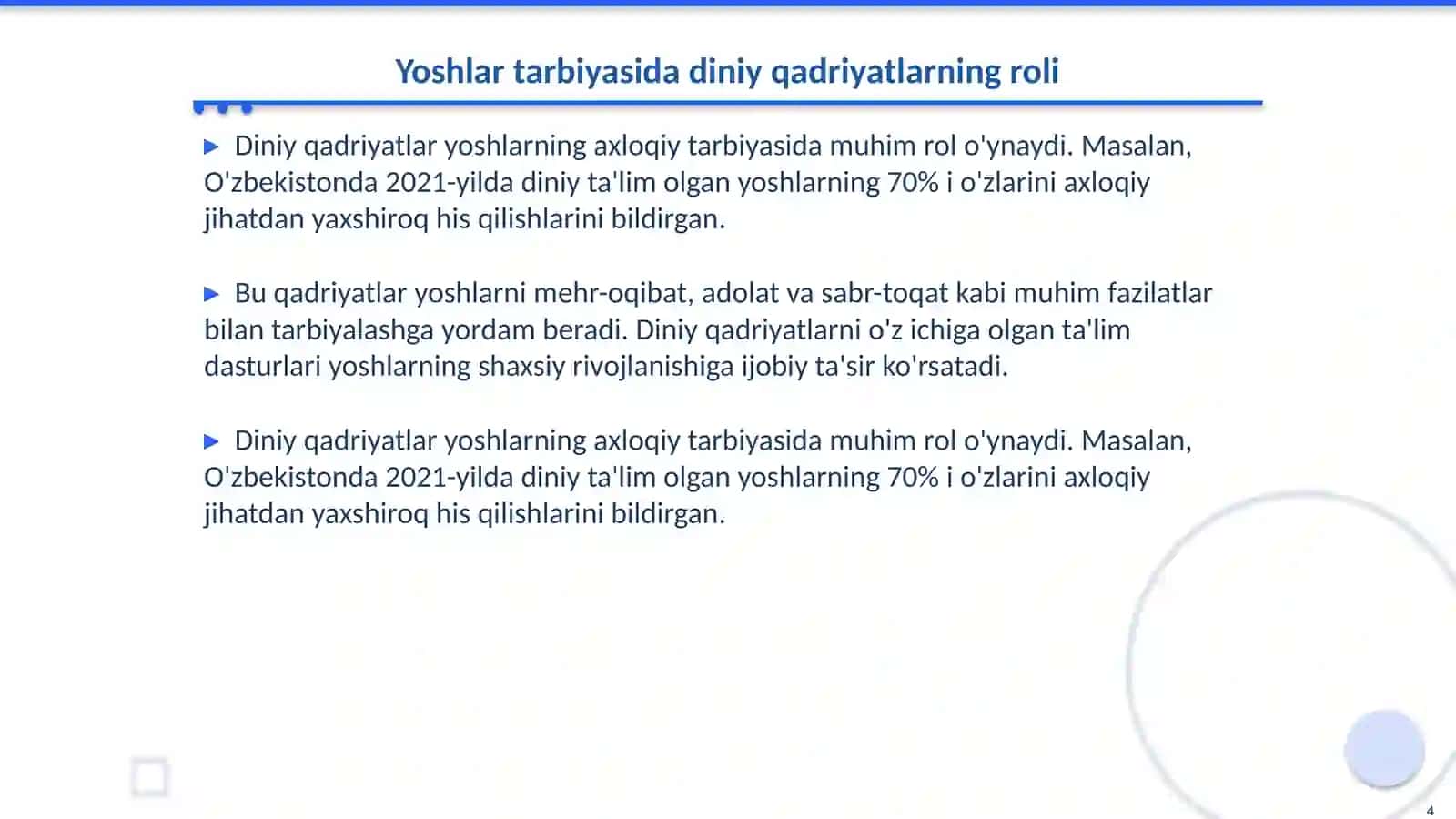 Dunyoviy va diniy qadriyatlar o'rtasidagi muvozanat 4