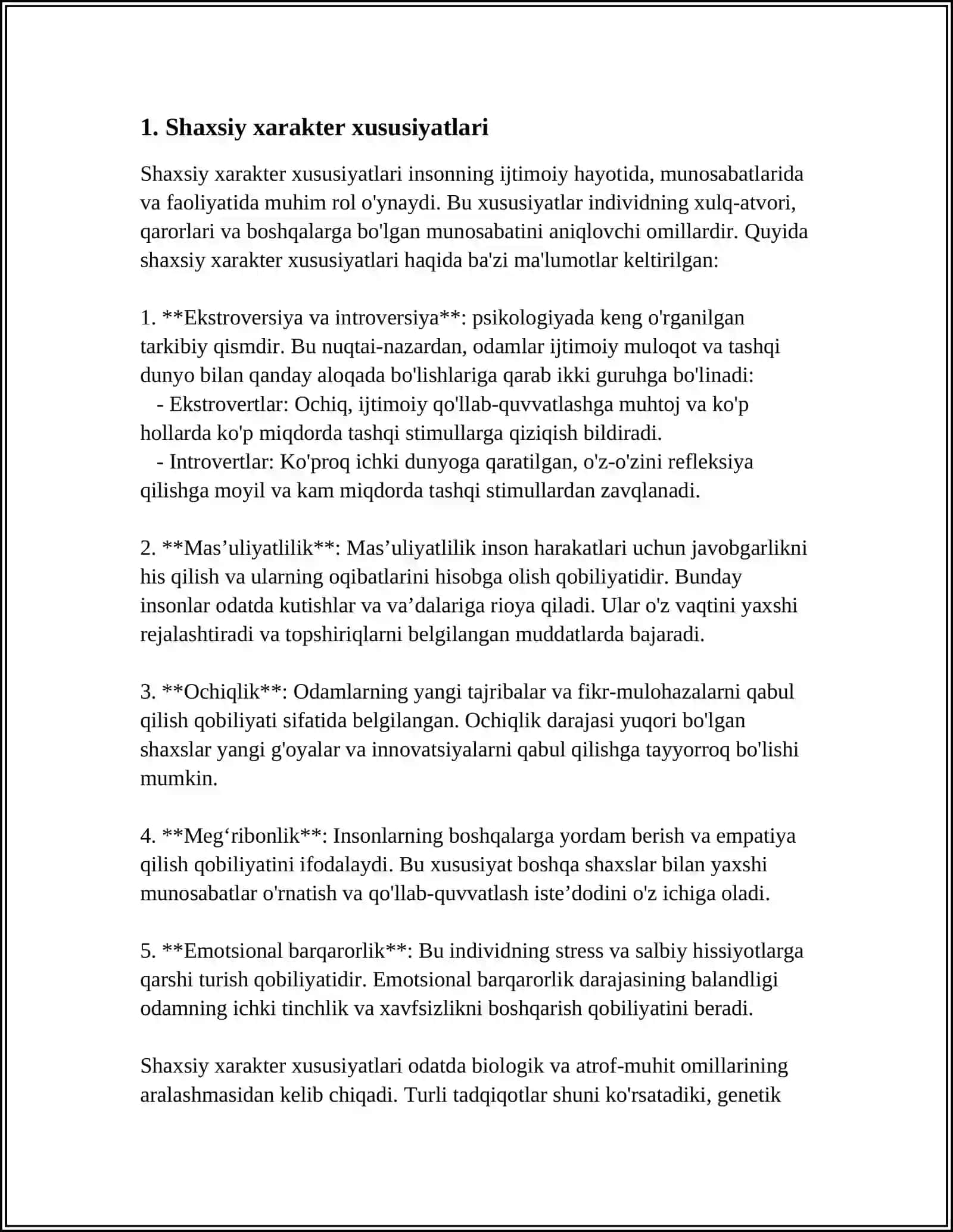 SHAXSLARARO MUNOSABATLARGA TAʼSIR KOʻRSATUVCHI INDIVIDUAL XUSUSIYATLAR DIAGNOSTIKASI 4