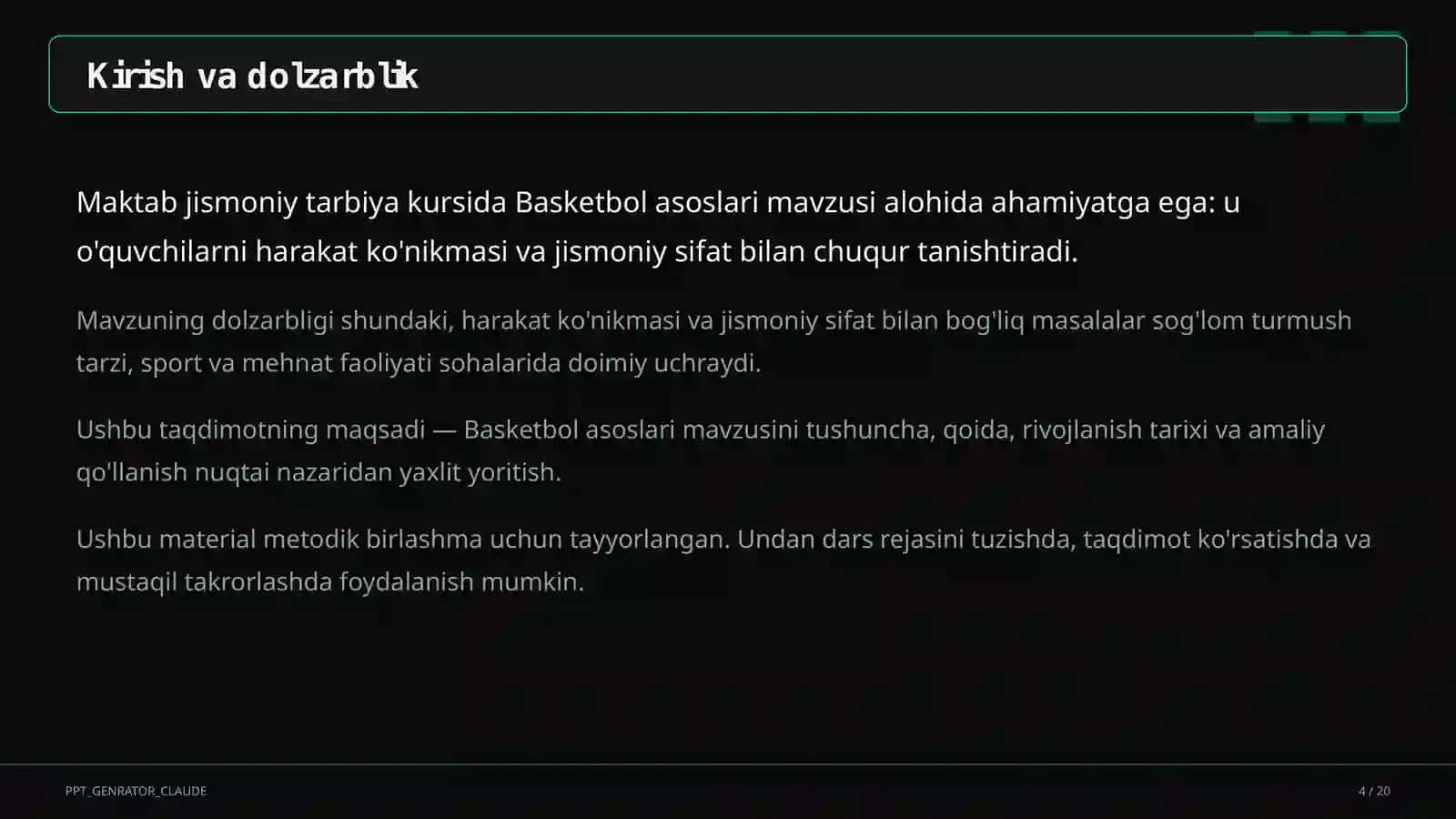Basketbol asoslari (5-sinf) 4