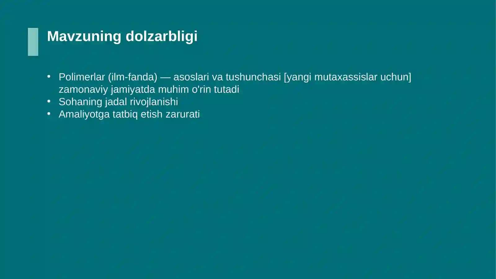 Polimerlar (ilm-fanda) — asoslari va tushunchasi [yangi mutaxassislar uchun] 4