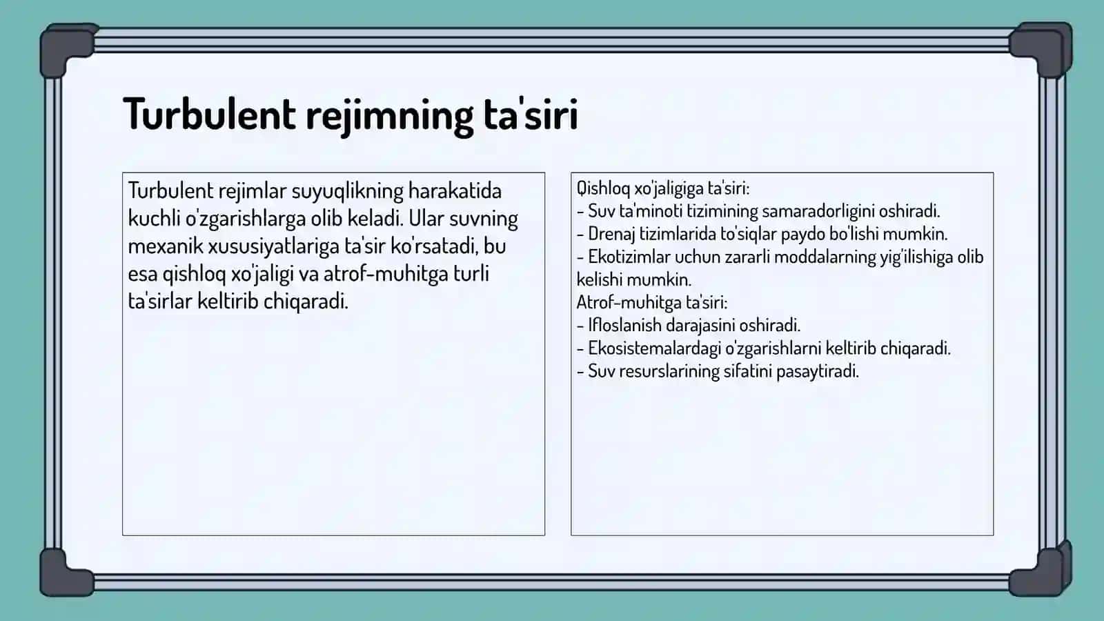 Suyuqlikning Turbulent Rejimi Harakati 4