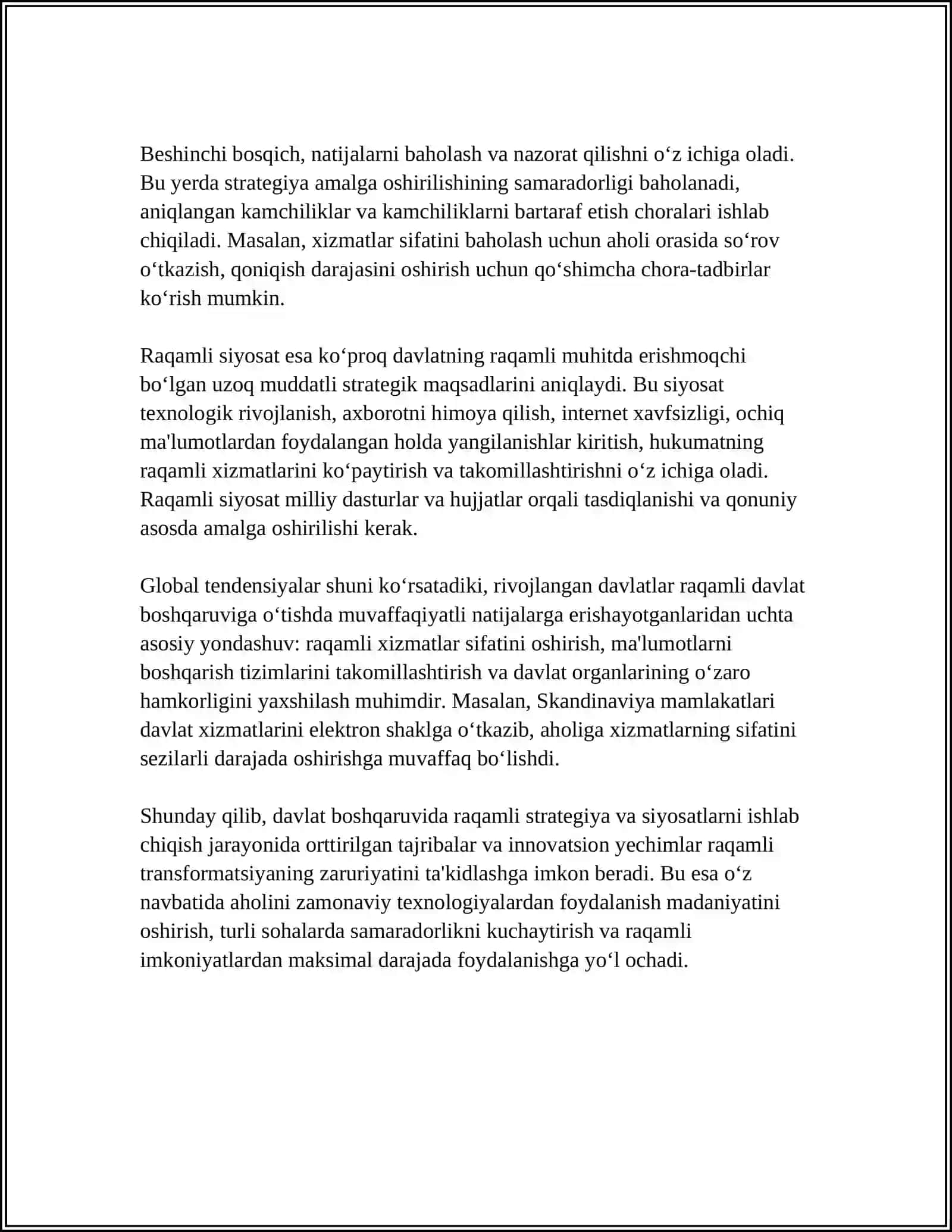 DAVLAT BOSHQARUVIDIA RAQAMLI TEXNOLOGIYALARNI RIVOJLANTIRISH 4