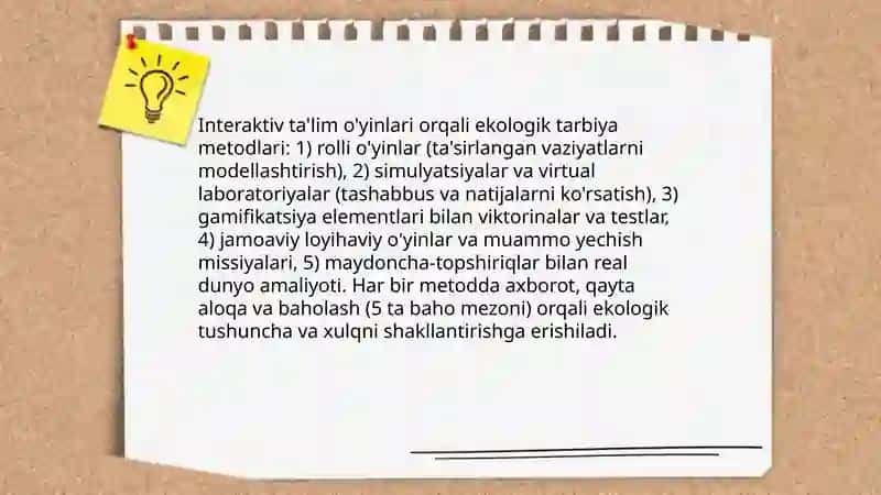 Boshlangʻich sinf oʻquvchilarni ekologik madaniyatga oʻrgatishda oʻyin texnologiyalarini ta'siri 4