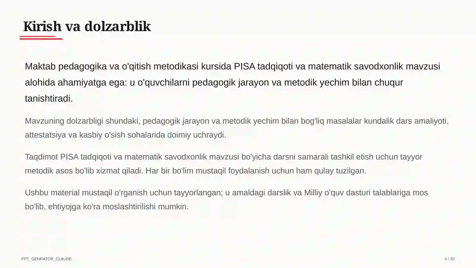 PISA tadqiqoti va matematik savodxonlik 4