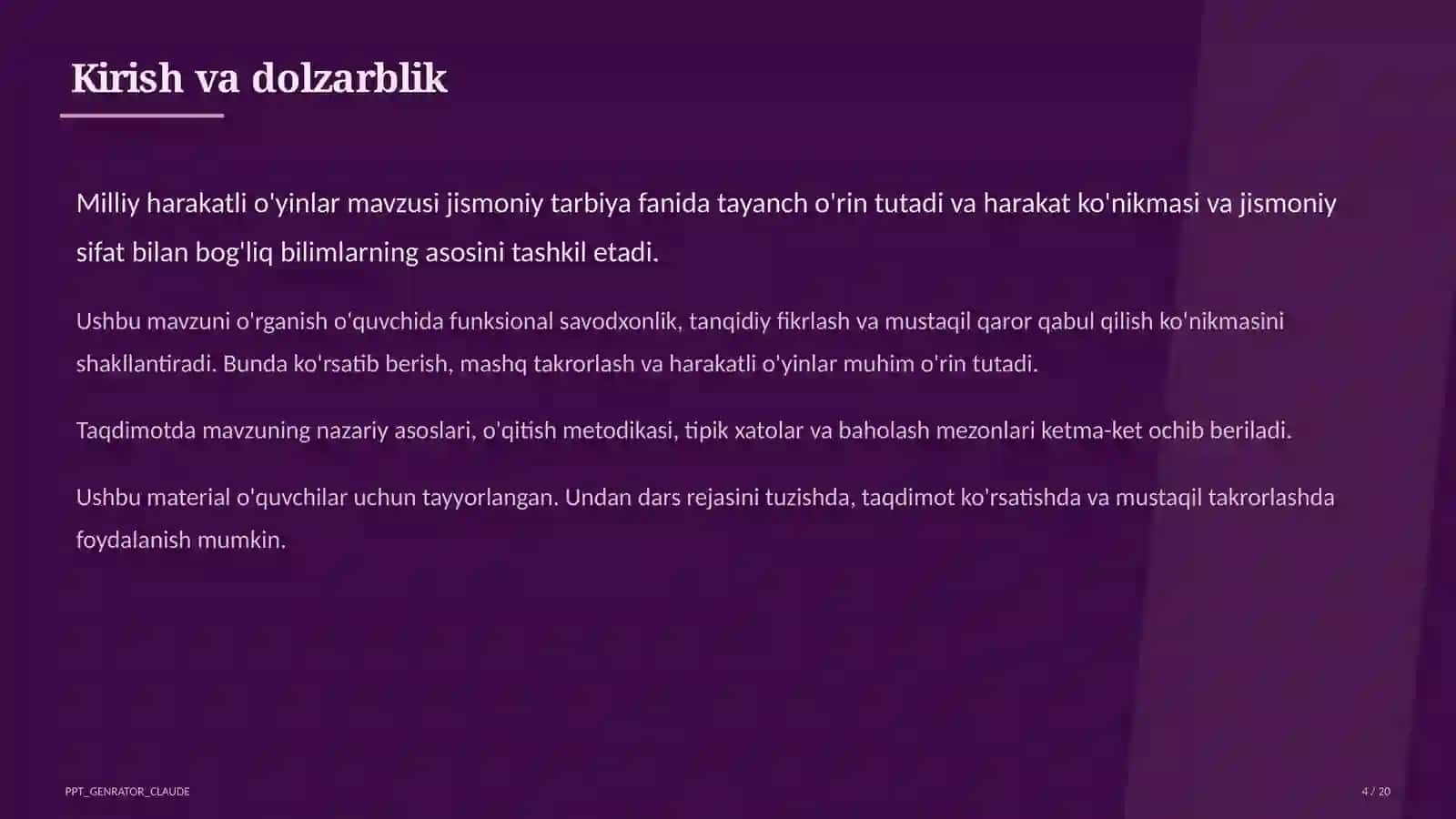 Milliy harakatli o'yinlar (4-sinf) 4