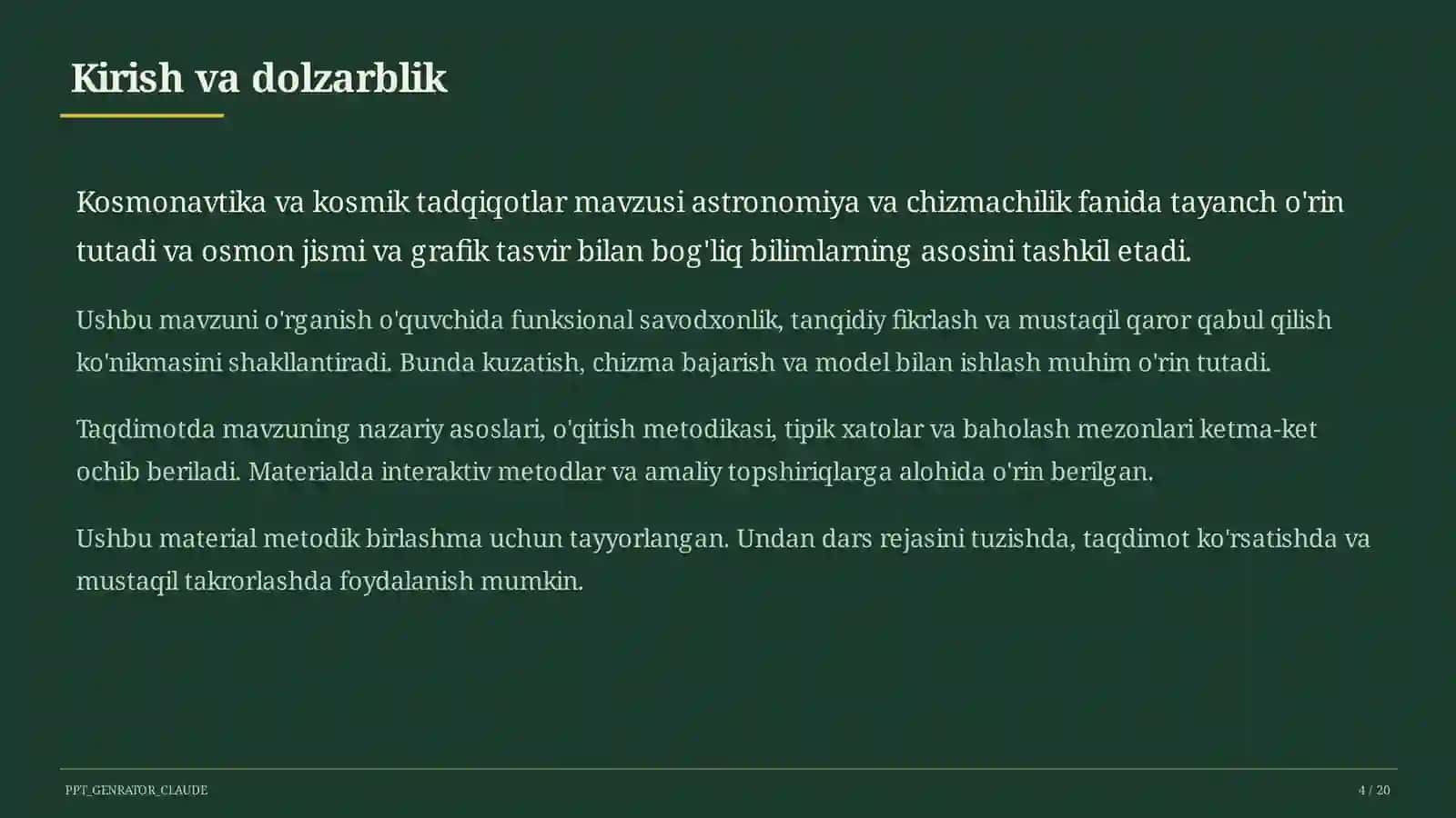 Kosmonavtika va kosmik tadqiqotlar (11-sinf) 4