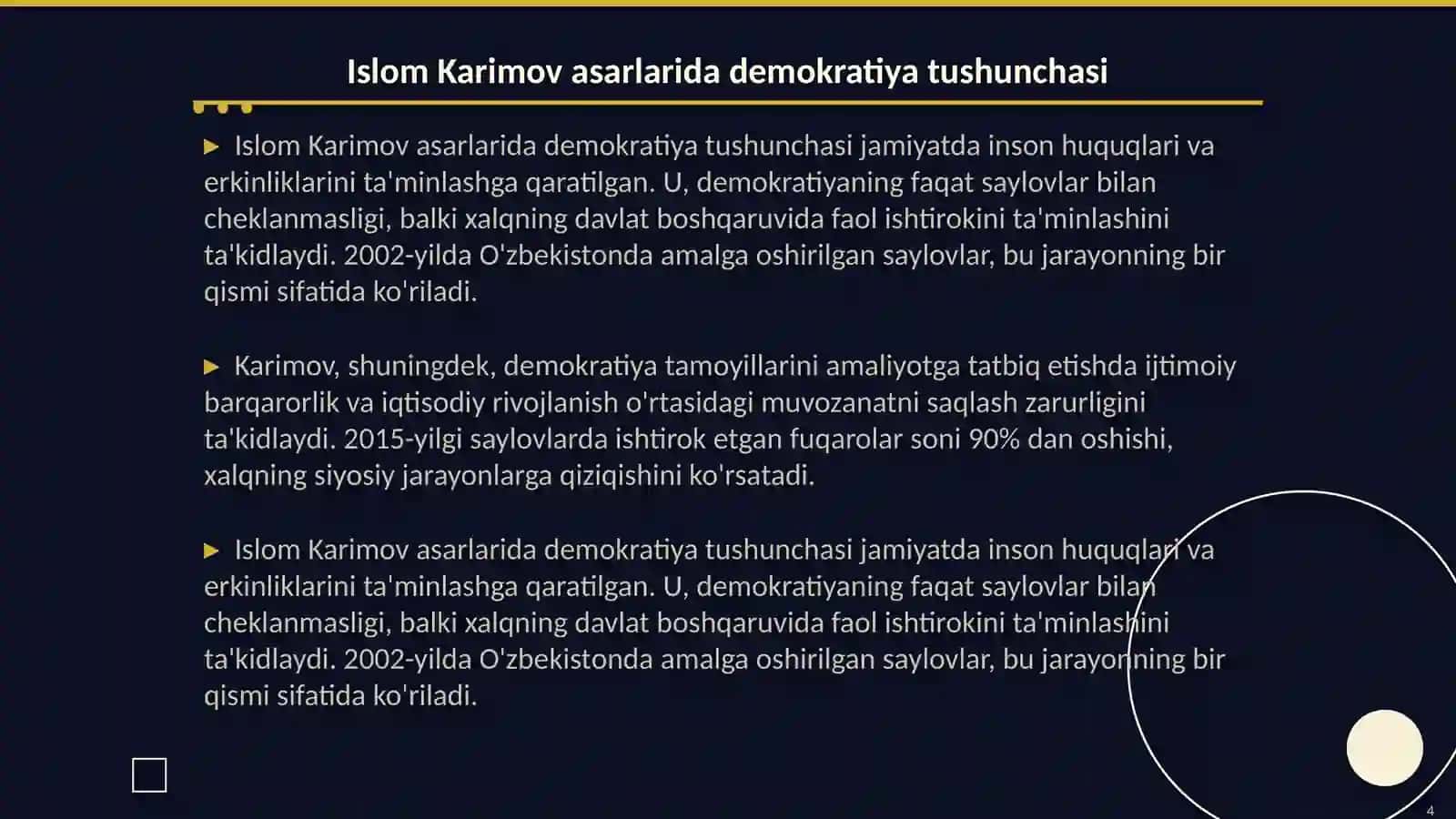 Islom Karimov asarlarida mustaqil òzbekiston xalq hokimiyati asoslari 4