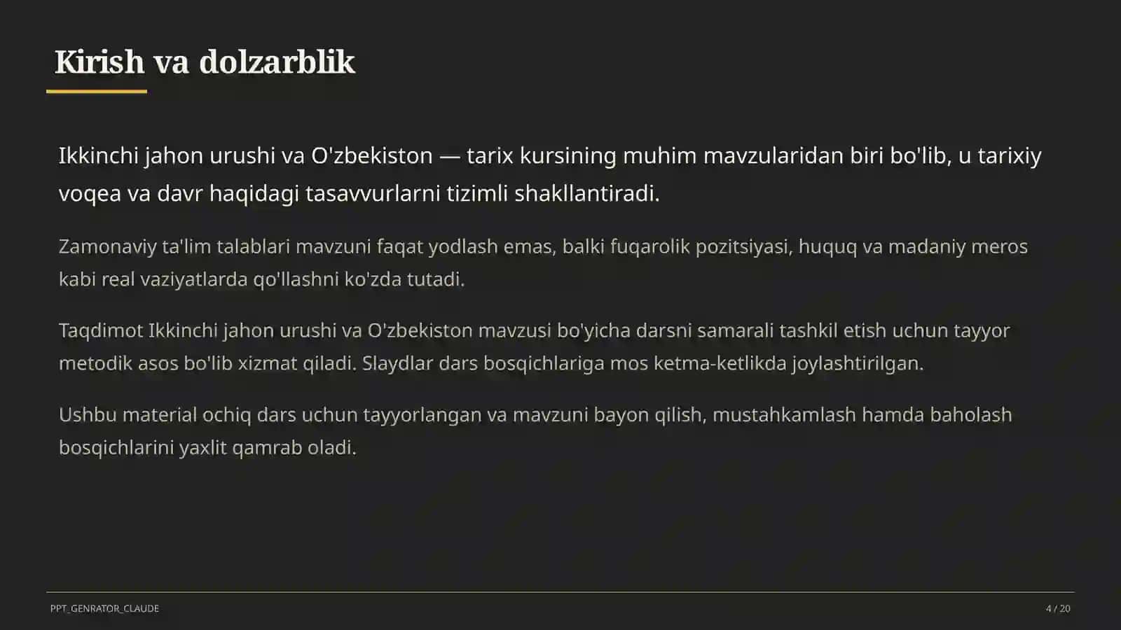 Ikkinchi jahon urushi va O'zbekiston (10-sinf) 4