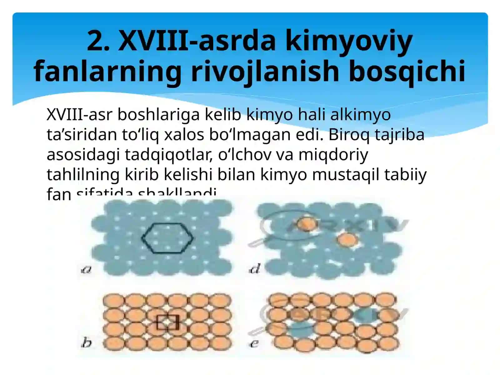 Kavendish, Pristli va Sheele kashfiyotlari. XVIII-asrda oksidlanish va yonish jarayonlarini oʻrganish. (J. Rey, R. Huk, J. Mayov, G. Stahl tomonidan yonish kontseptsiyasining shakllanishi). Flogiston va uning tabiatdagi aylanishi Flogiston nazariyasining ahamiyati. 4