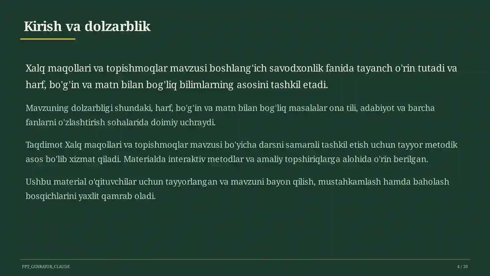 Xalq maqollari va topishmoqlar (2-sinf) 4
