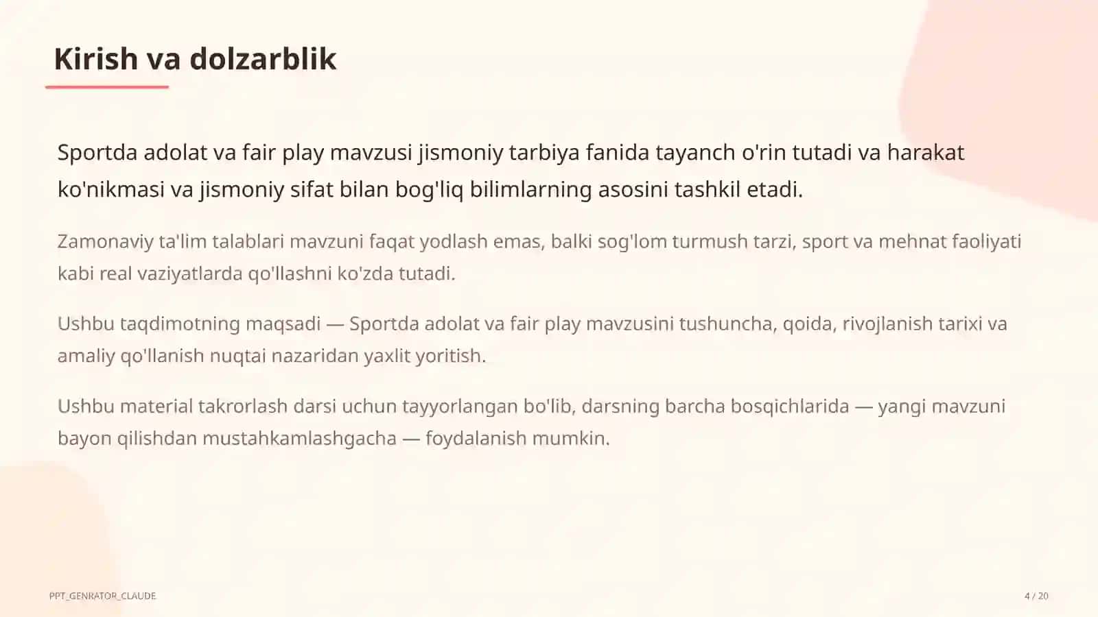 Sportda adolat va fair play (10-sinf) 4