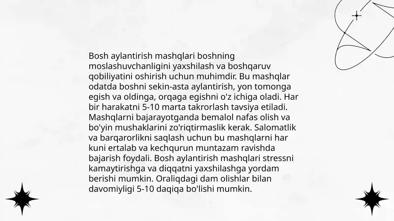 Ertalabki badantarbiya mashqlari va 32 sanoqqa kompleks mashqlarni tuzish 4
