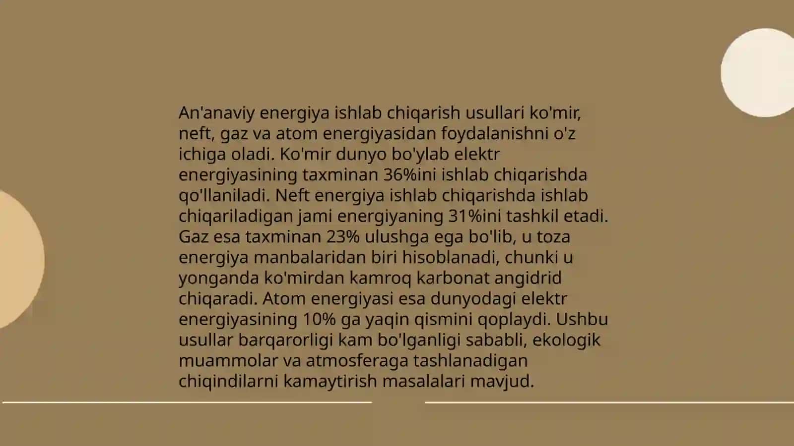 An'anaviy va noan'anaviy energiya manbalaridan foydalanishning statistikalari 4