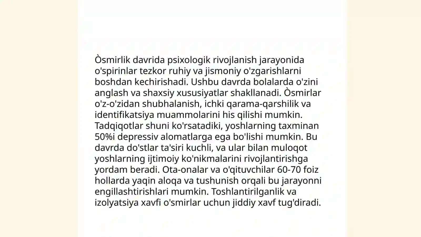 O`smirlik yoshida individual yondashuvning psixologik jihatlari. 4