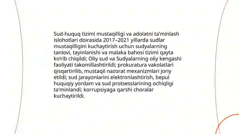 Yangi O‘zbekistonda Prezident Sh.M.Mirziyoyevrahbarligi va tashabbusi ostida amalgaoshirilayotgan islohotlar Ergashev Shamshod 4