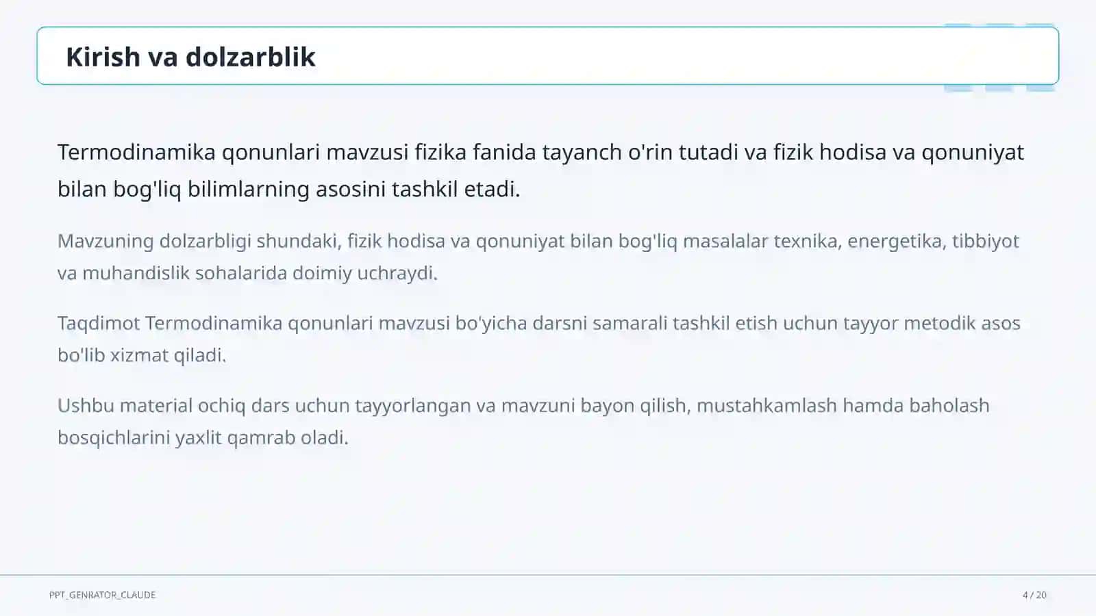 Termodinamika qonunlari (10-sinf) 4