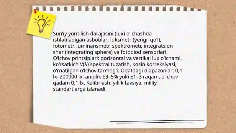Kasalxona xonalarining tabiiy va sun’iy yoritilganlik holatini baholash 4