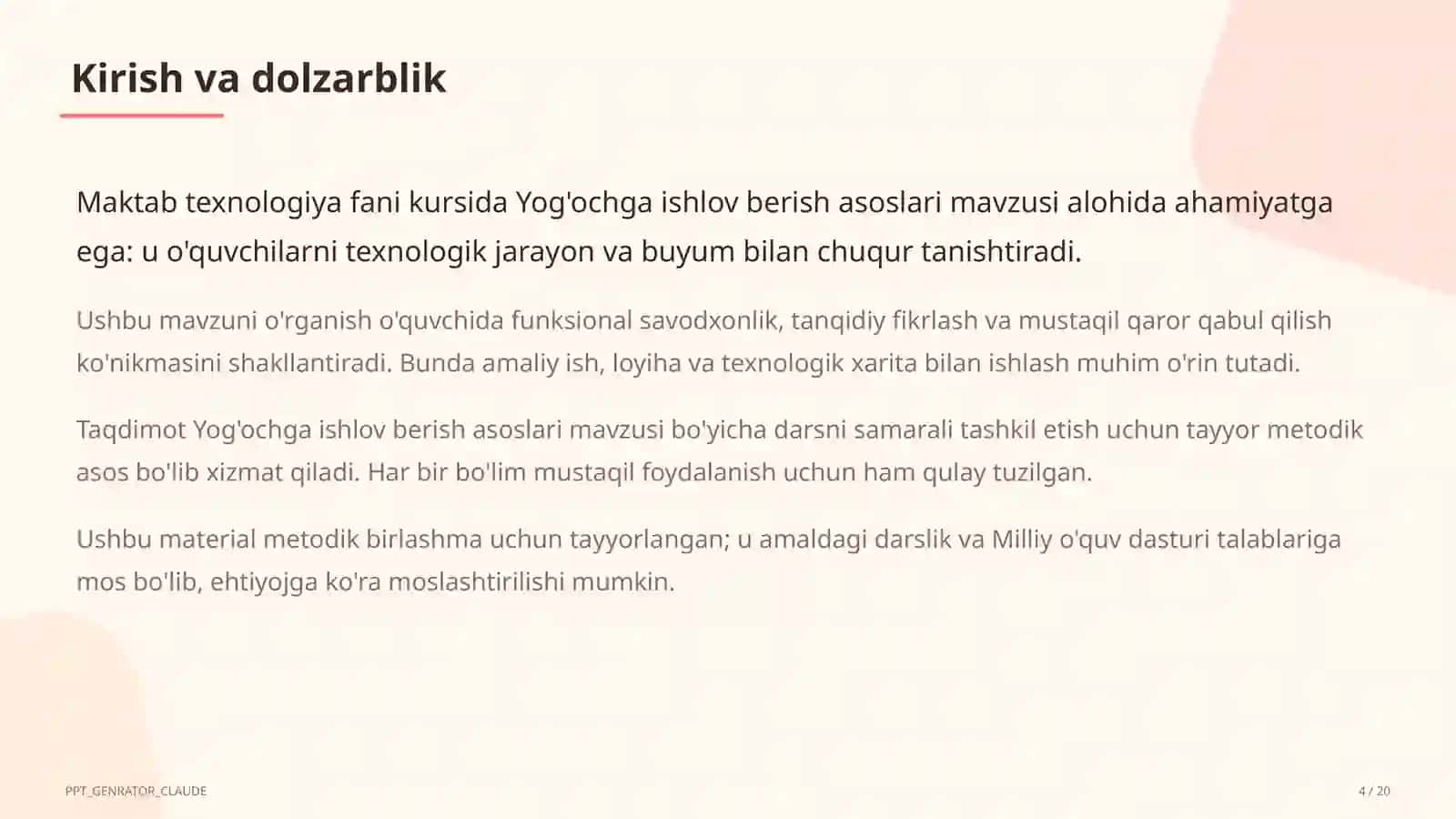 Yog'ochga ishlov berish asoslari (5-sinf) 4