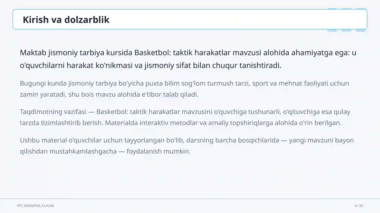 Basketbol: taktik harakatlar (8-sinf) 4