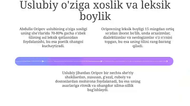 Abdulla Oripovning so’z ishlatish uslubi 4
