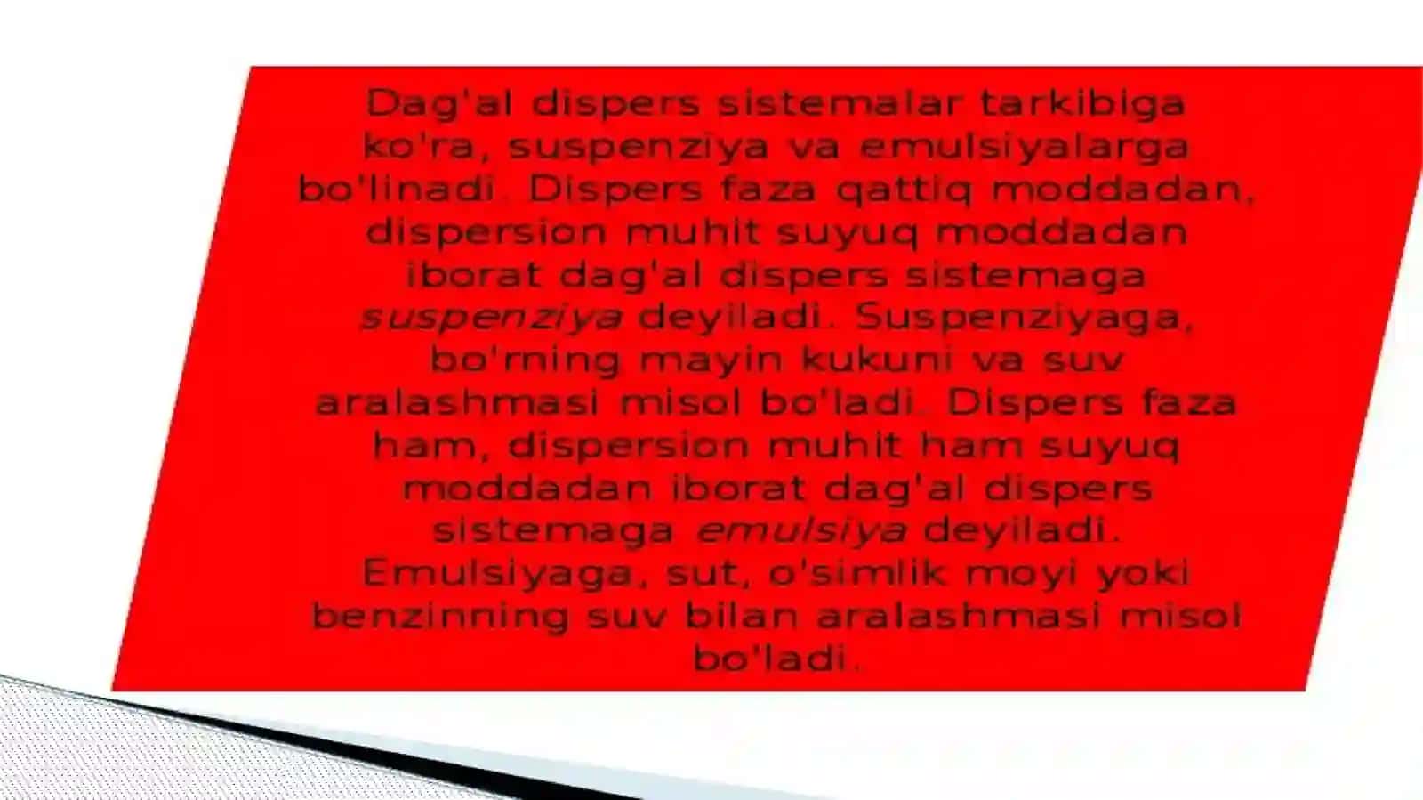 Nurmamatova Maftunaning kolloid kimyo fanidan tayyorlagan taqdimoti 4