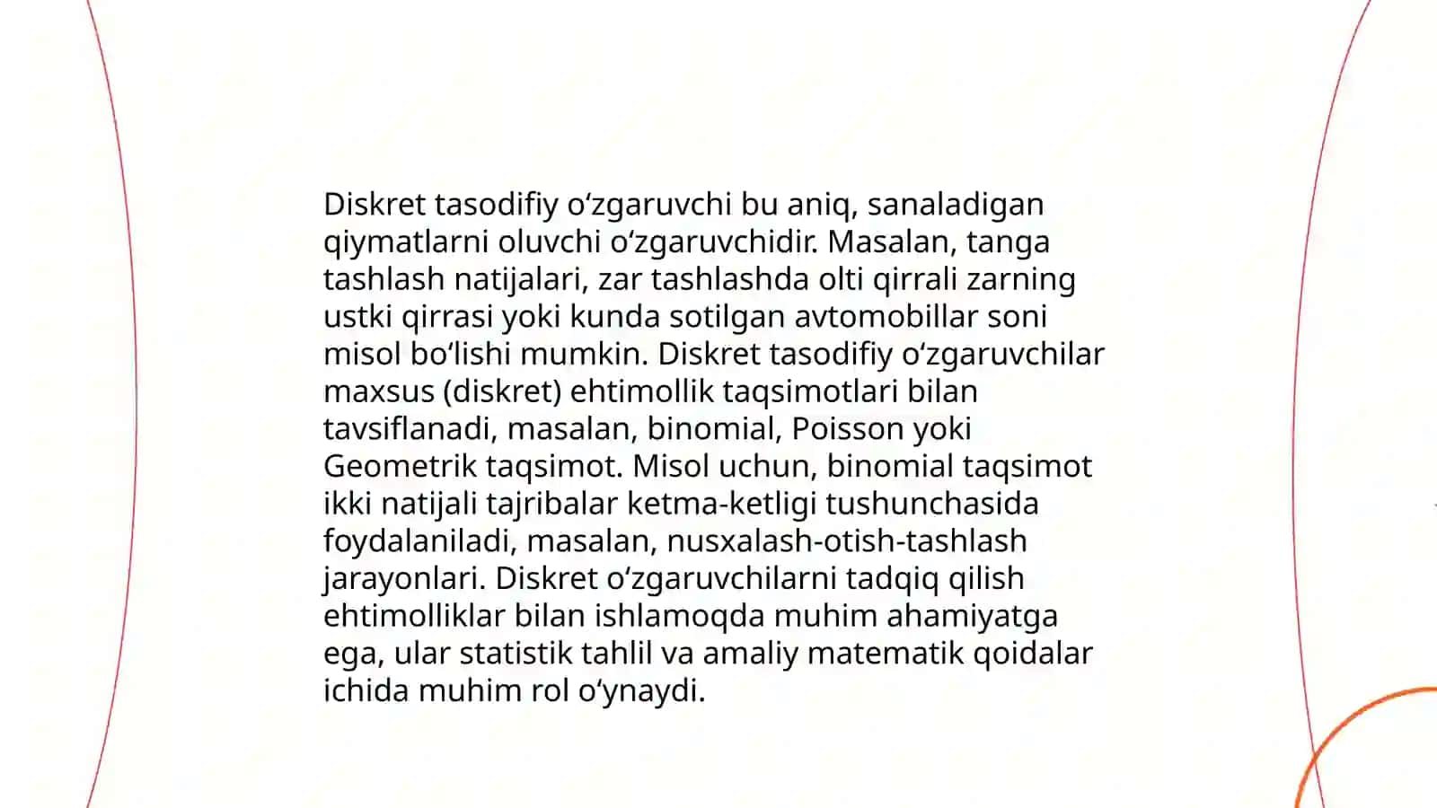 Tasodifiy miqdorlar va ularning sonli xarakteristikalariga doir masalalar yechish 4