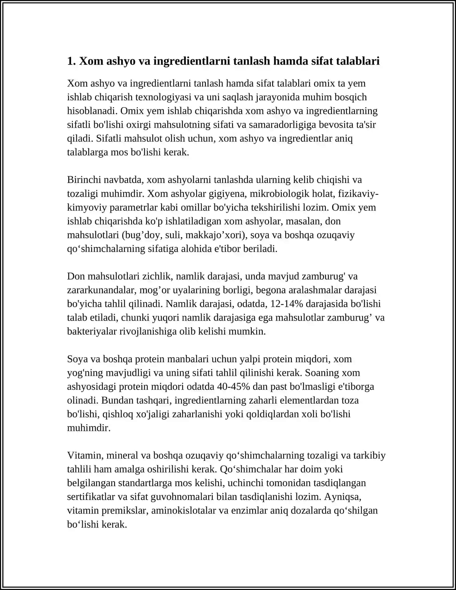 OMIXTA YEM ISHLAB CHIQARISH TEXNOLOGIYASI VA UNI SAQLASH 4