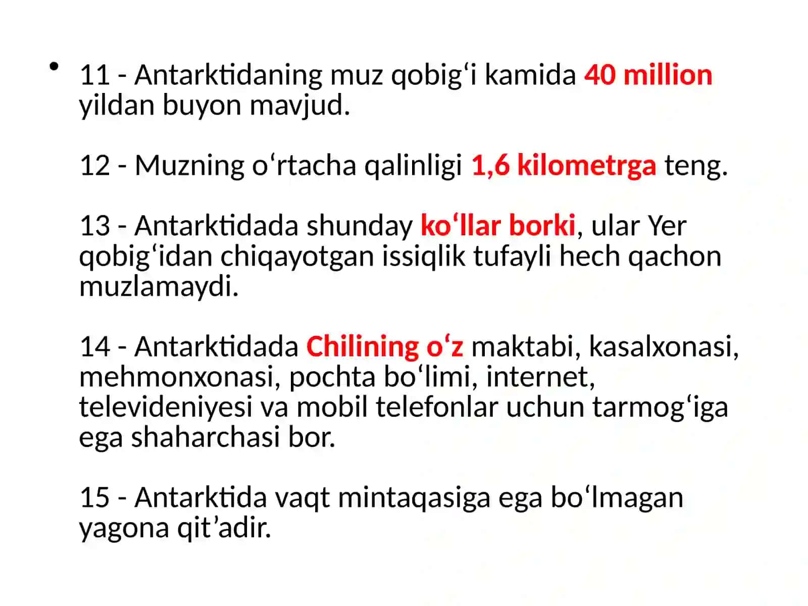 ANTARTIDA MATERIGI HAQIDA QIZIQARLI FAKTLAR 4