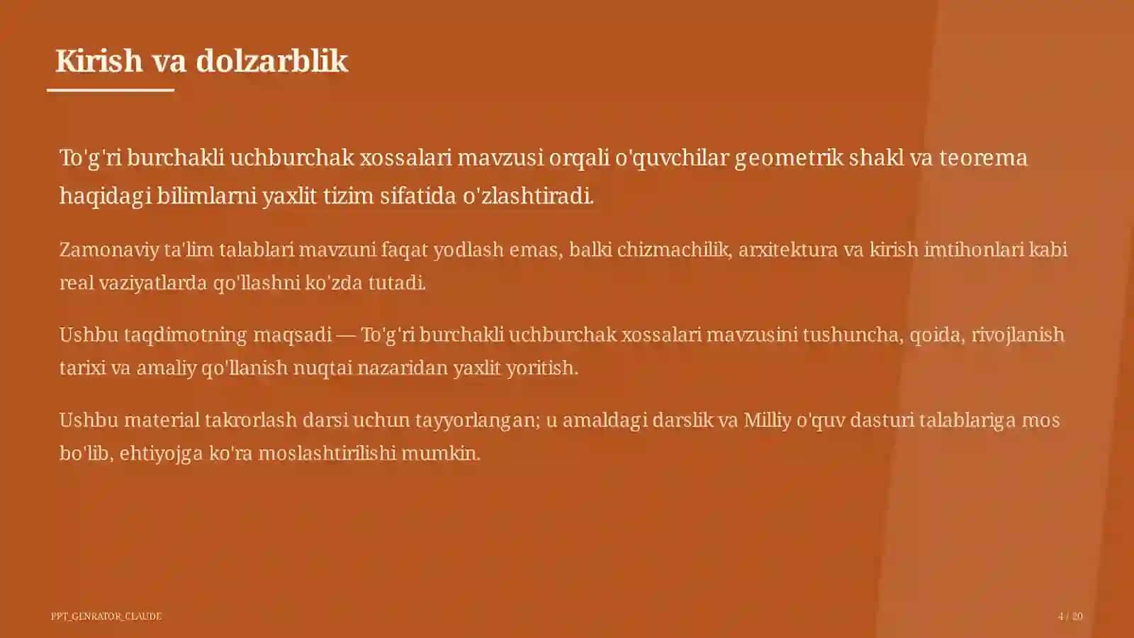 To'g'ri burchakli uchburchak xossalari (7-sinf) 4