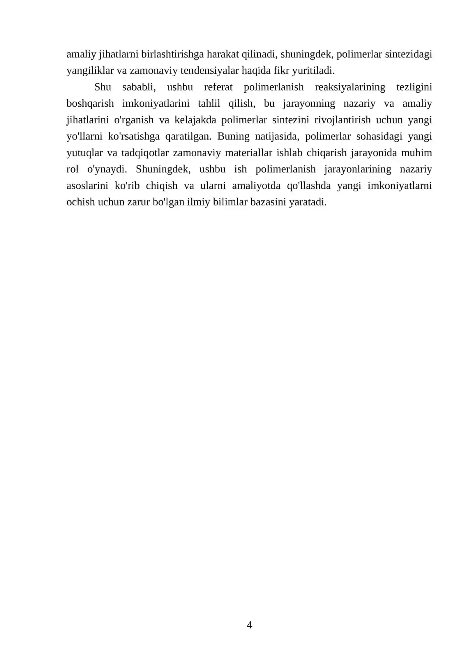 Polimerlanish reaksiyasi tezligini boshqarish imkoniyatlari 4