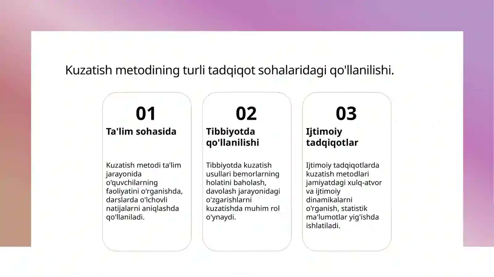 Kuzatish metodi va uning tavsifi 4