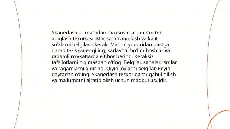 Matn bilan tanishish usullari 4