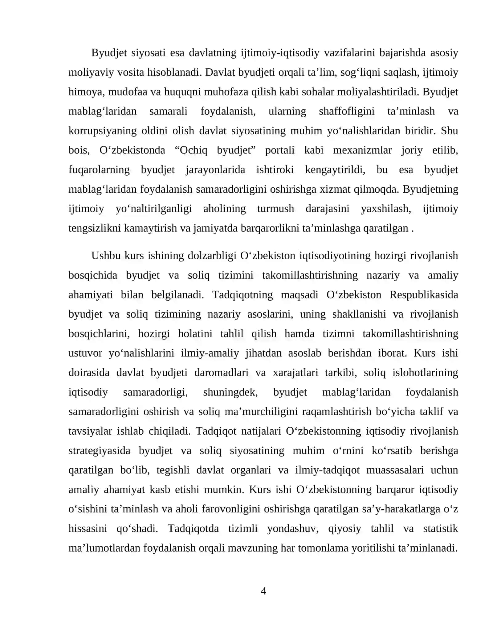 O’ZBEKISTON RESPUBLIKASIDA BYUDJET VA SOLIQ TIZIMINI TAKOMILLASHTIRISH YO’LLARI 4