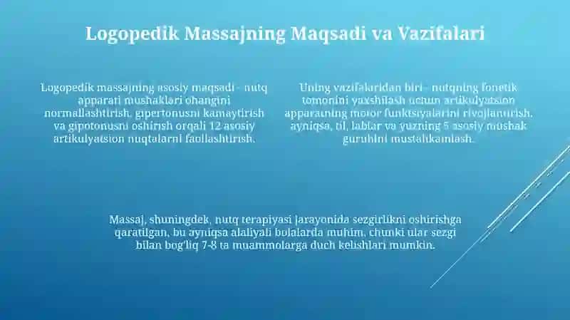 Alaliya: Ta'rif, Turlari va Logopedik Massajning Asosiy Tamoyillari 4